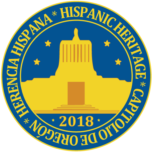 Sello del día de la Hispanidad 2018 en el Capitolio de Oregón.